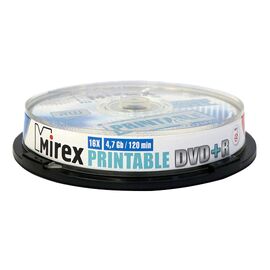  Диск DVD+R Mirex 4.7 Gb, 16x, Cake Box (10), Ink Printable 