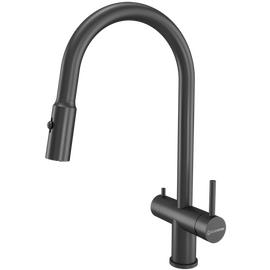  Смеситель для кухни KUCHENSTERN Brunn-FS 751GM80 нерж, вороненая сталь 